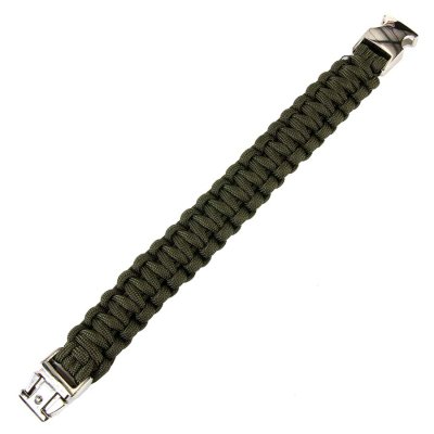 Paracord bracelet silver buckle K2139 9 inch green