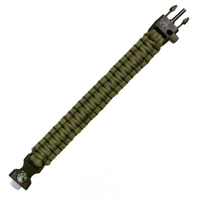 Paracord survival compass 8 inch Grön