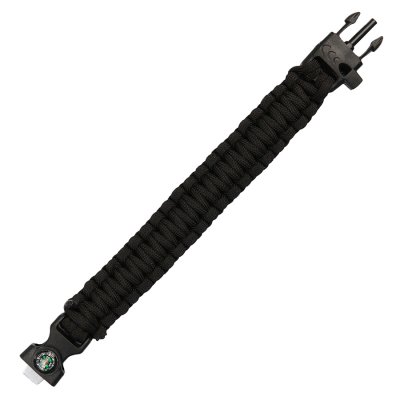 Paracord survival compass 8 inch Svart