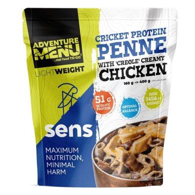 Adventure Menu | Cricket Protein Penne with ´Creole´ Creamy Chicken | Frystorkad mat