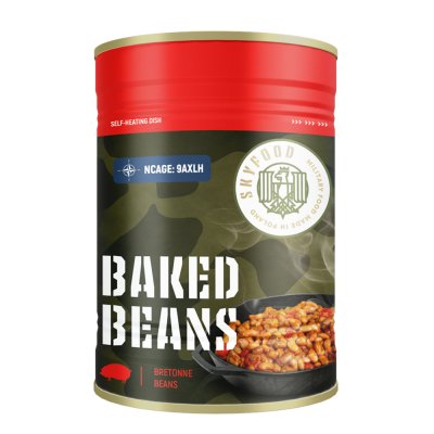 Sky Food | Baked Beans With Sasuage självvärmande Konserv | MRE | 400g