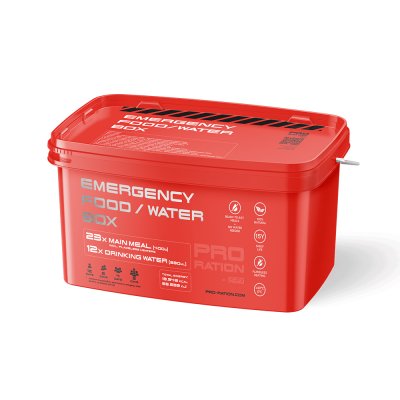 Pro Ration | Emergency Food/Water Box | 15 års hållbarhet | MRE | 14500g