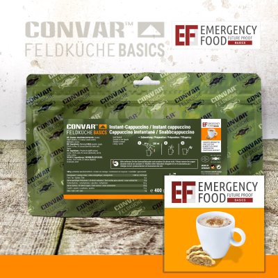 Convar Emergency Food | Basic Instant Cappuccino | Frystorkad mat | 400g