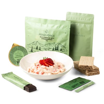 Food Force | Rice Porridge with Strawberries Breakfast Ration | Frystorkad mat | 264g