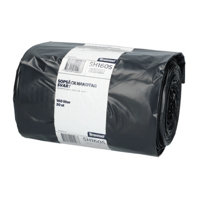 Sopsäck Handtag 160L Svart (20st)