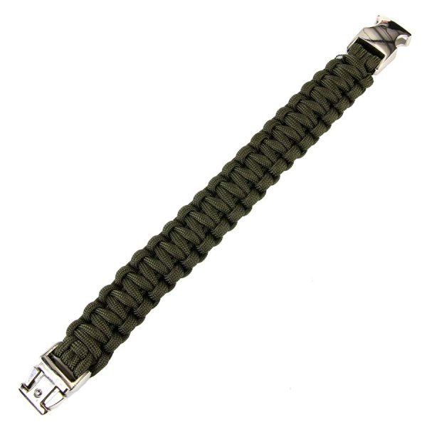 Paracord bracelet silver buckle K2139 9 inch green