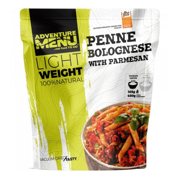 Adventure Menu | Penne bolognese with parmesan Big Portion | Frystorkad mat | 158g