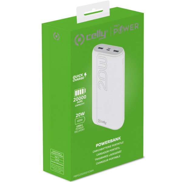 Celly Portable PowerBank 20000 mAh Vit
