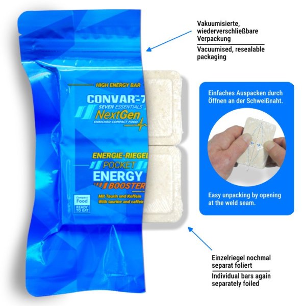 Convar Emergency Food | NextGen Energy Bar Pocket Energy Booster 10 års hållbarhet | 120g