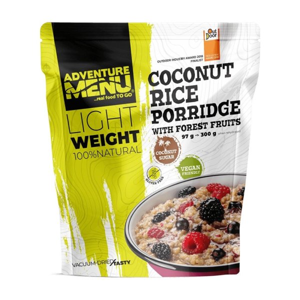 Adventure Menu | Lightweight Coconut Rice Porridge with Forrest Fruits | Frystorkad mat