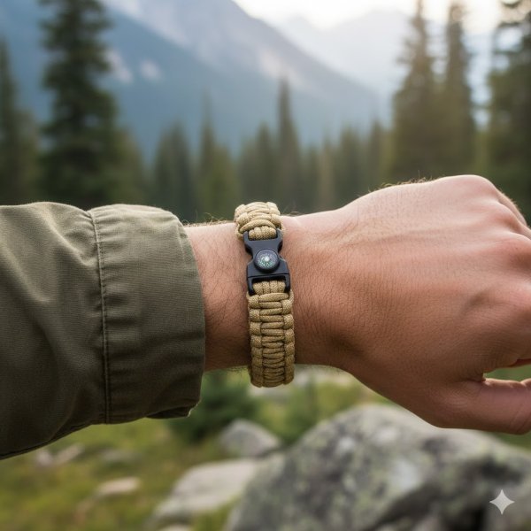 Paracord survival compass 8 inch Coyote
