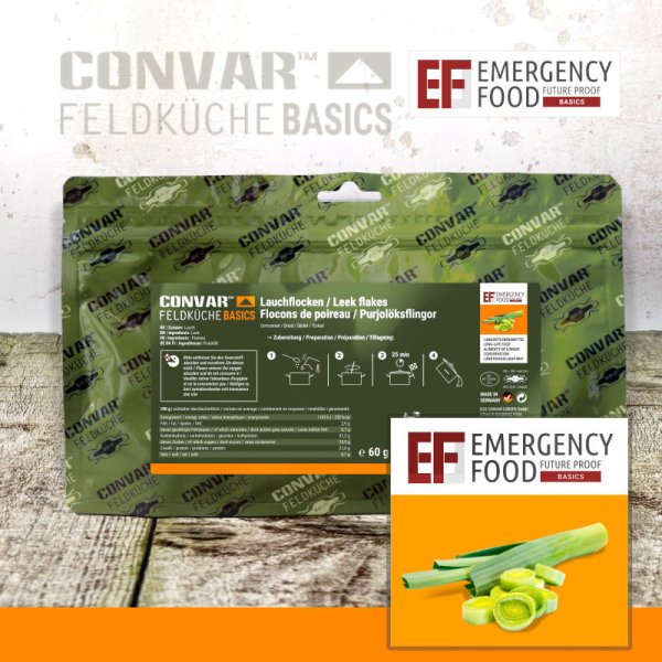 Convar Emergency Food | BASIC Leek | Frystorkad mat | 60g