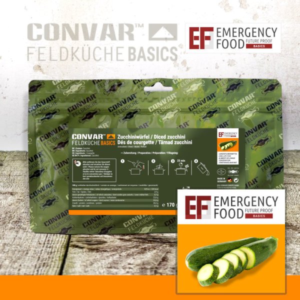 Convar Emergency Food | Zucchini cubes | Frystorkad mat | 170g