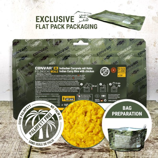 Convar Emergency Food | Indian curry chicken | Frystorkad mat | 165g