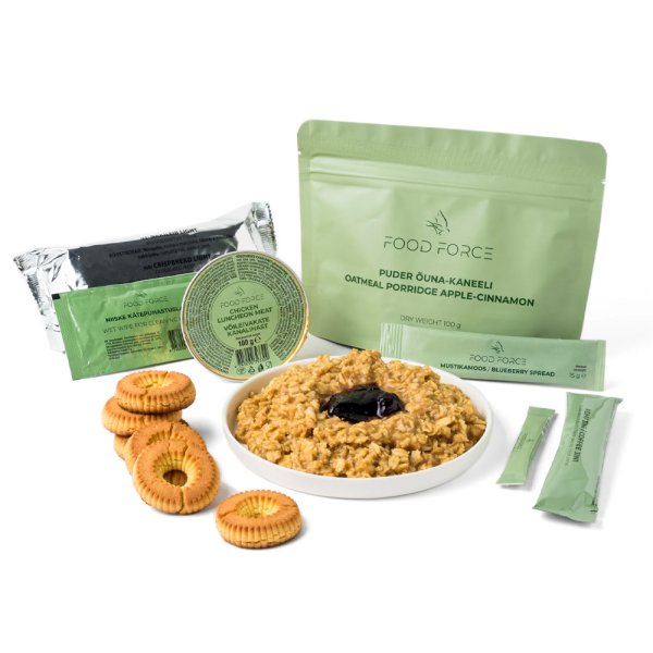 Food Force | Oatmeal Apple-Cinnamon Porridge Breakfast Ration | Frystorkad mat | 377g