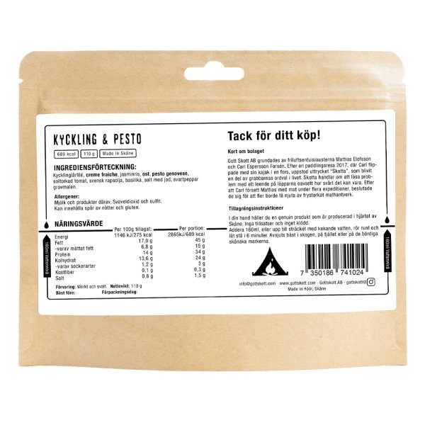 Gott Skott | Kyckling & Pesto | Friluftsmat | 110g