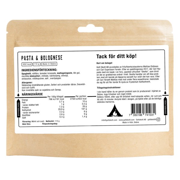 Gott Skott | Pasta Bolognese | Friluftsmat | 110g