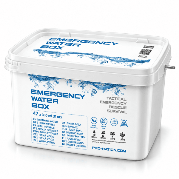 Pro Ration | Emergency Water Box | 50 års hållbarhet | 15500g