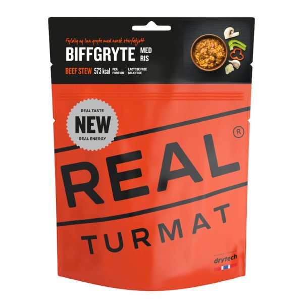 Real Turmat | Biffgryta med ris| Frystorkad mat | 128g